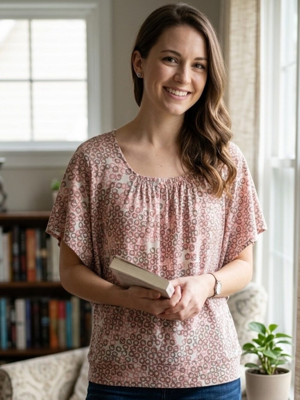 The Limited Abstract Geometric Circle Print Blouse Size S Flutter Sleeve Top
